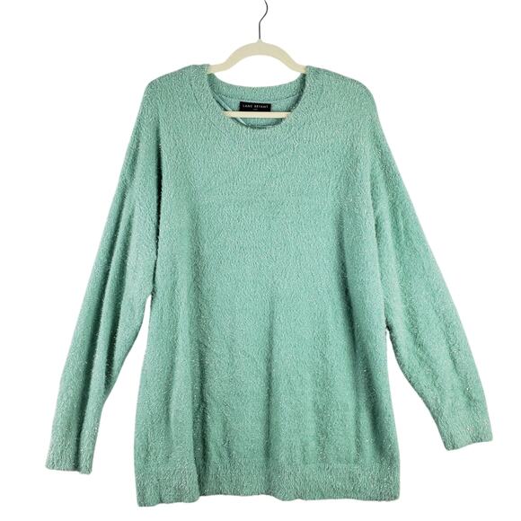 Lane Bryant Women's 18/20 Eyelash Tinsle Pullover Sweater Aqua Blue Metallic - Picture 1 of 8